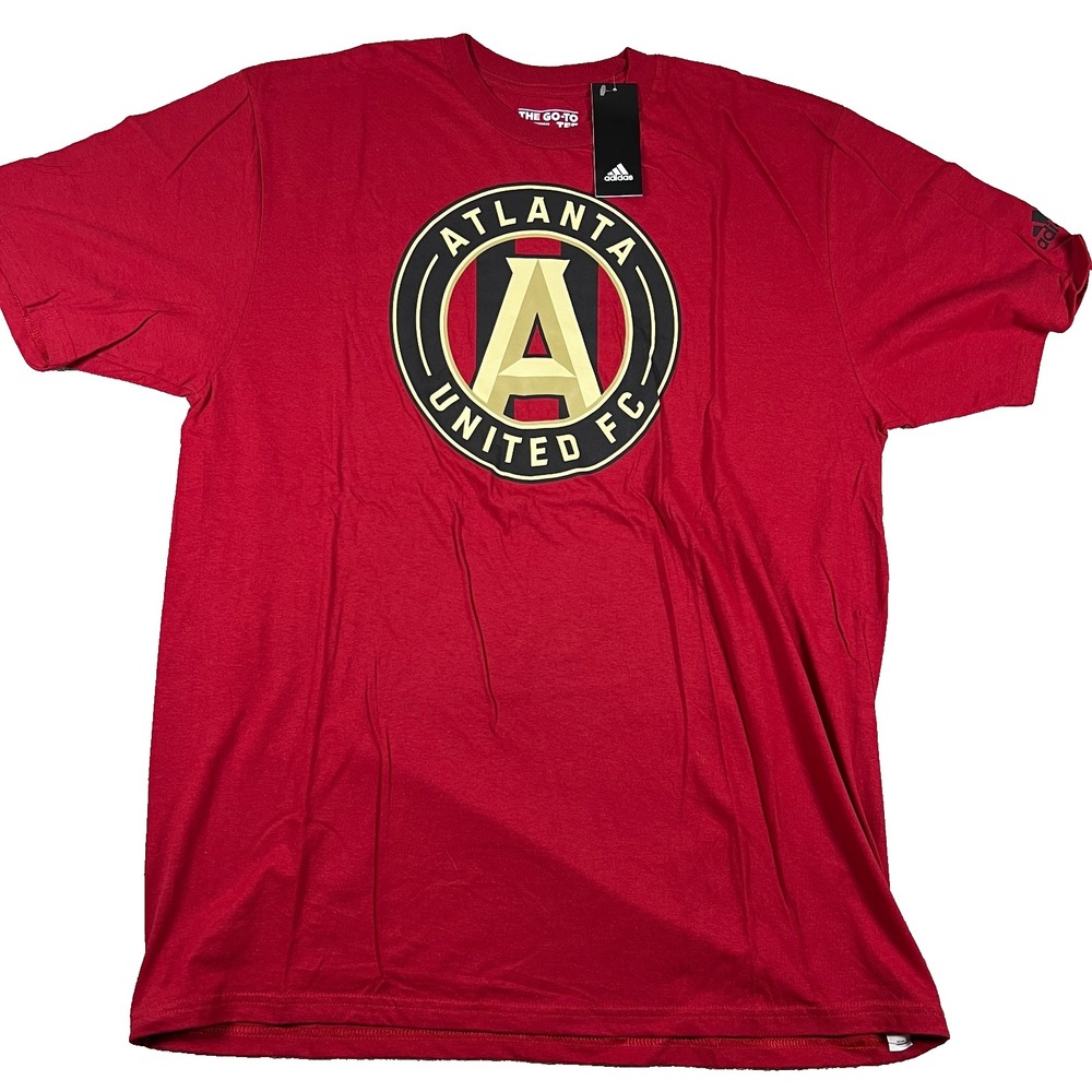 Adidas Mens Extra Large Red MLS Atlanta United FC Logo The Go-To T-Shirt NWT